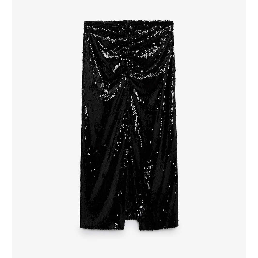 ZARA Ruched Sequin Skirt - Picture 7 of 12
